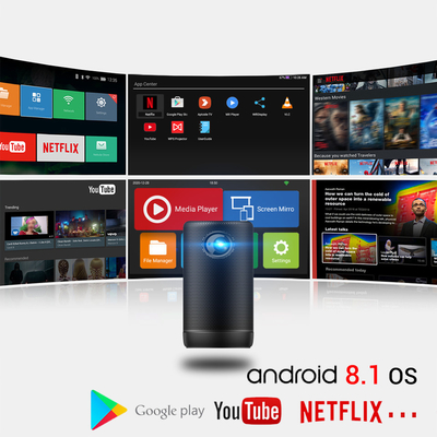 HIFI স্পিকার মোড সহ 4K Android 9 প্রজেক্টর LED ওয়্যারলেস মিনি DLP প্রজেক্টর